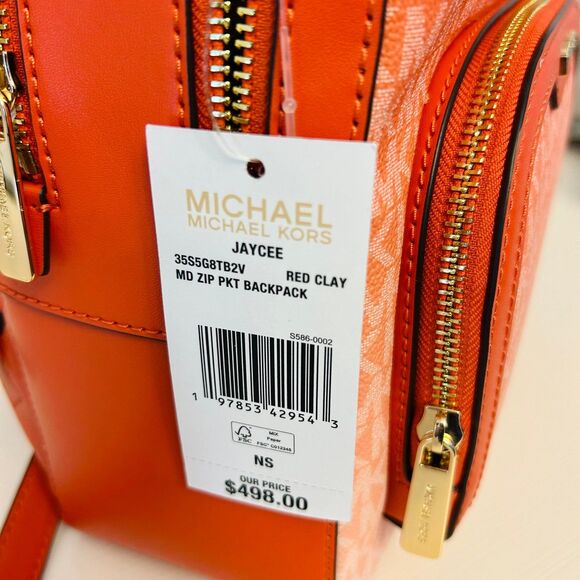 Michael Kors Jaycee Medium Ombré Signature Logo Backpack Red Clay main image 5